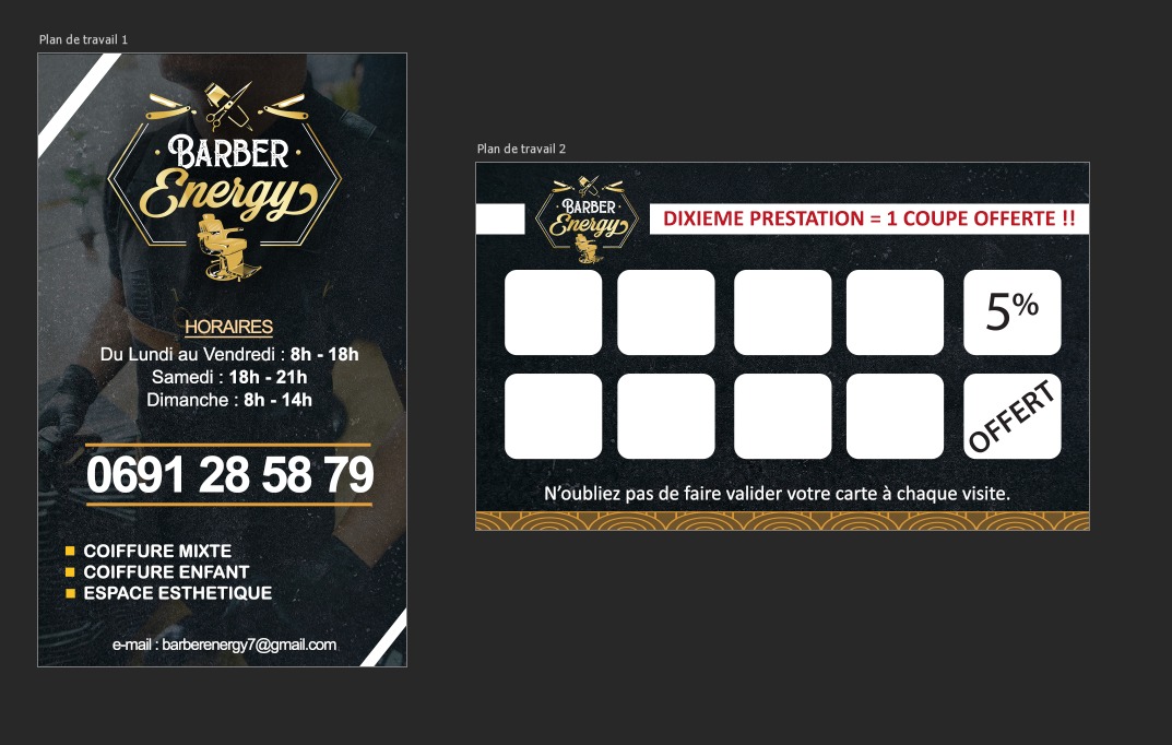 Flyer et carte fidélité Barber Energy